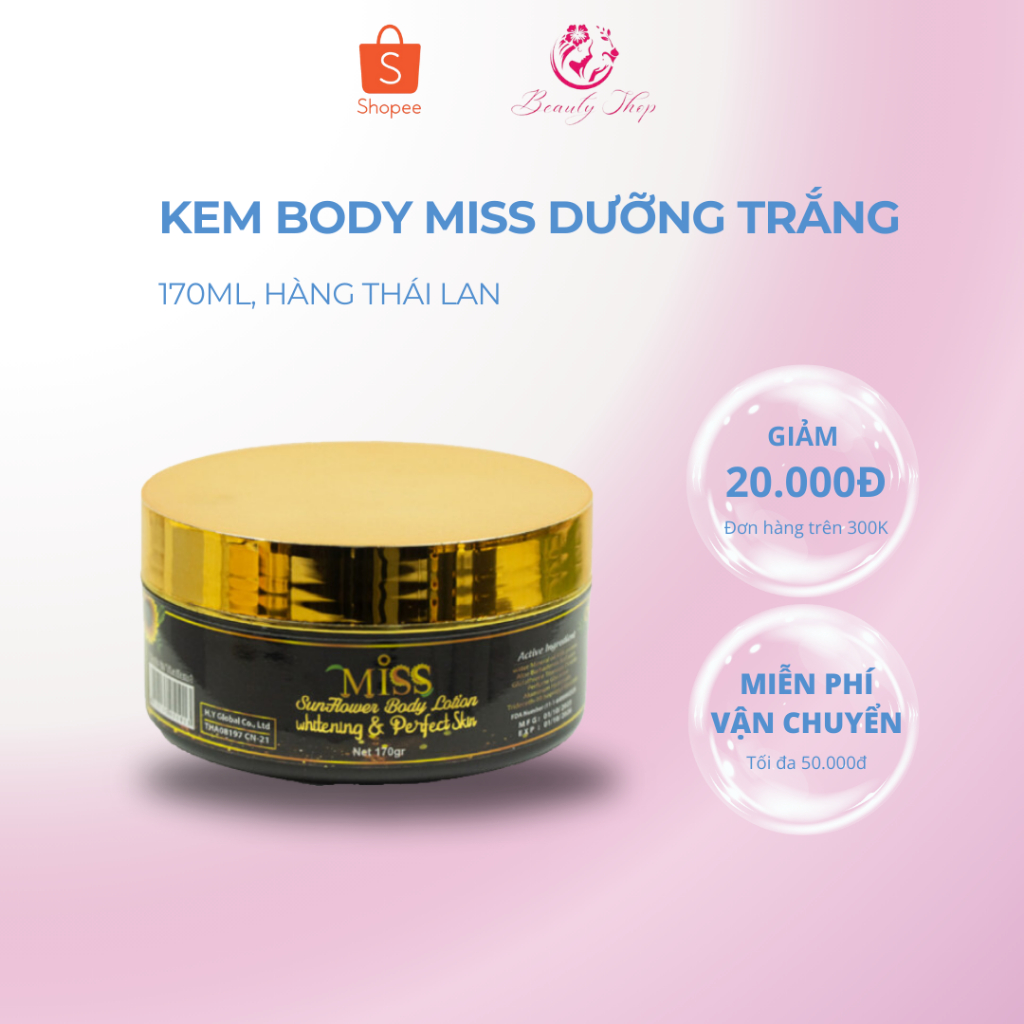 Kem Body Miss Dưỡng Trắng Da Cấp Tốc 170gr Thái Lan - MISS THAILAN