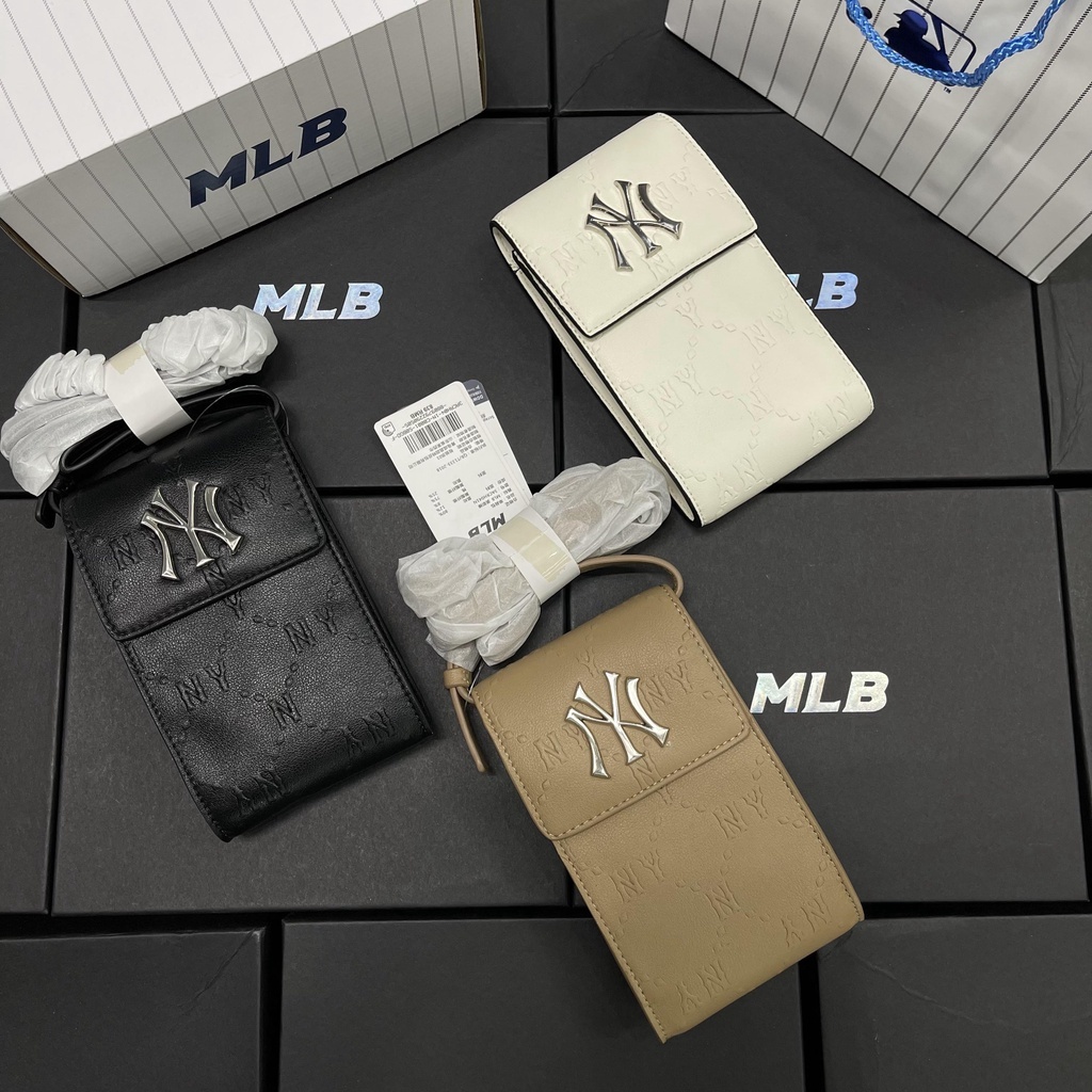 Túi Da Mini MLB NY Monogram Diamond Embo Cell Phone Cross Bag Full Tag Code