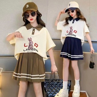  Set Váy Bé Gái 5-15 tuổi Set Đồ Bộ Cho Bé Gái Áo Polo Có Cổ đi học đi chơi 