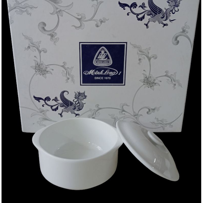 Thố sứ nhỏ có nắp Minh Long - thố cá nhân 9.7cm sứ minh long