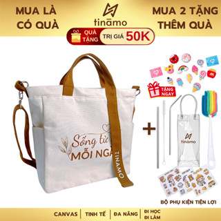 Túi đeo chéo TINAMO Sống Tử Tế Mỗi Ngày Vải Canvas Cao Cấp, Túi Đeo Chéo Đựng Bình Giữ Nhiệt Đi Học, Đi Làm Tiện Lợi