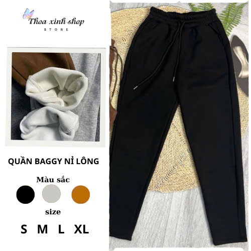 [QUẦN NỈ LÓT LÔNG] Quần Nỉ Lót Lông Nhung Dáng Baggy Cho Nữ Chất Nỉ Xịn Xò