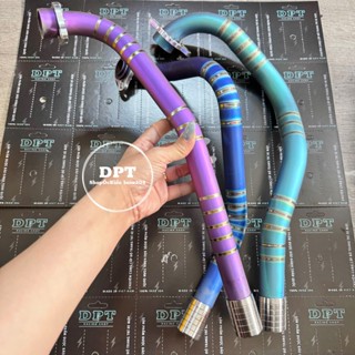 [HÌNH THẬT] Cổ pô TITAN ĐIỆN PHÂN LÊN MÀU kèm pas nhôm và khâu chống xì Inox 304 gắn cho nhiều dòng xe