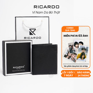 Ví nam Wilson da bò cao cấp có túi và hộp Ricardo Brand, Bóp nam da bò đựng được giấy tờ xe cũ làm quà tặng - V102