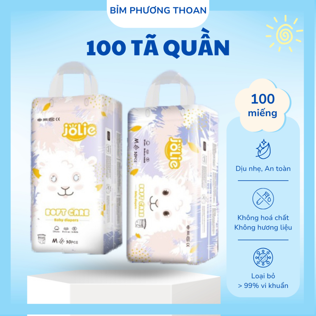 Jolie 100 Miếng(2 Bịch) Tã Quần Xuất Anh phiên bản mới nhất.Đủ Size: M/L/XL/2XL/3XL/4XL