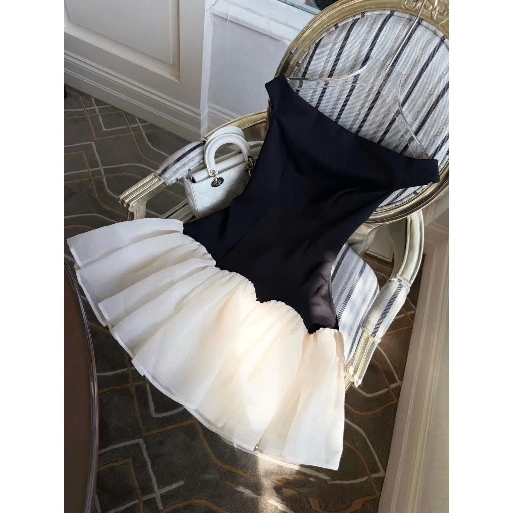 Váy trễ vai phối tùng xốp dáng xòe phồng tiểu thư kèm quần bảo hộ rời NA11 | BigBuy360 - bigbuy360.vn