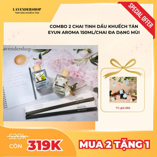  Combo 2 lọ Tinh dầu khuếch tán thơm phòng Eyun Aroma 150ml Chai - Kèm que cắm 