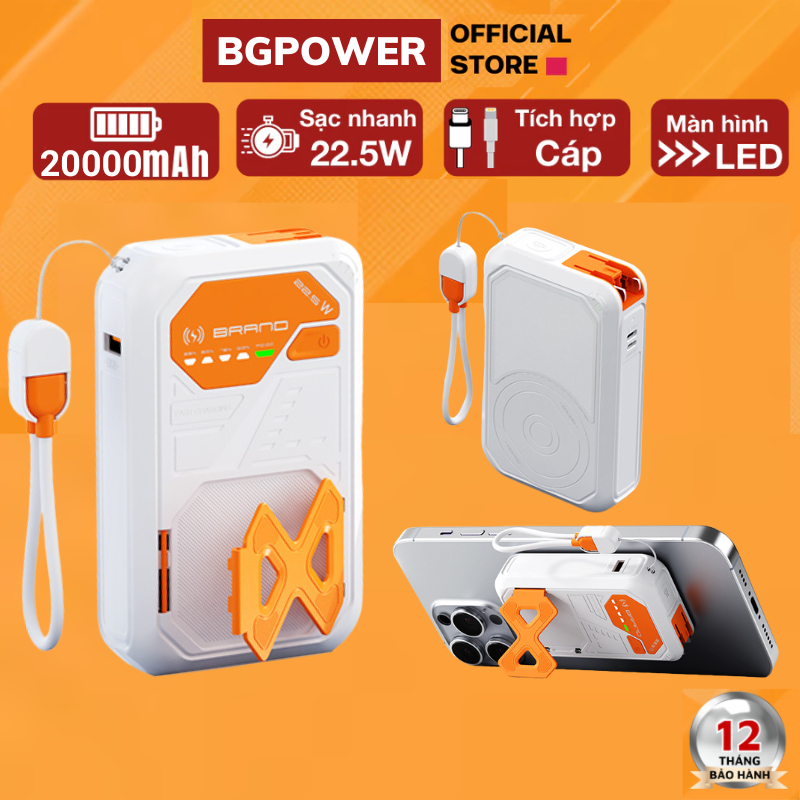 Củ Sạc Công Suất 22,5W Kiểm Sạc Dự Phòng 20000mAh, Sạc Cho Iphone Và Android