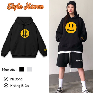 (Tặng kèm tất chân) Áo Hoodie Nam Nữ Drew Mặt Cười Form Rộng Chất Cotton 2 Chiều ,Vải mềm min thoáng mát by STYLE HAVEN