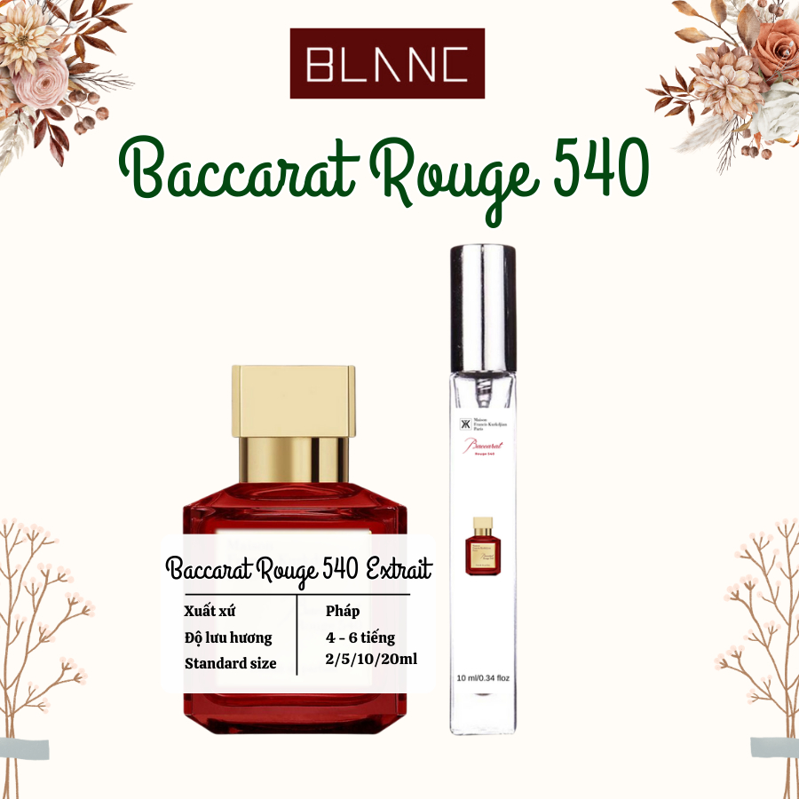 Nước Hoa Unisex Chiết 540 BLANC PERFUME, Dầu Thơm Hương Hoa Cỏ, Sang Trọng