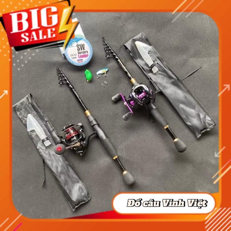 Bộ cần câu lure Rút Fit Cacbon ( Máy đứng FS , Máy ngang titan ) cực khỏe chuyên lure lóc , sộp ,chẽ