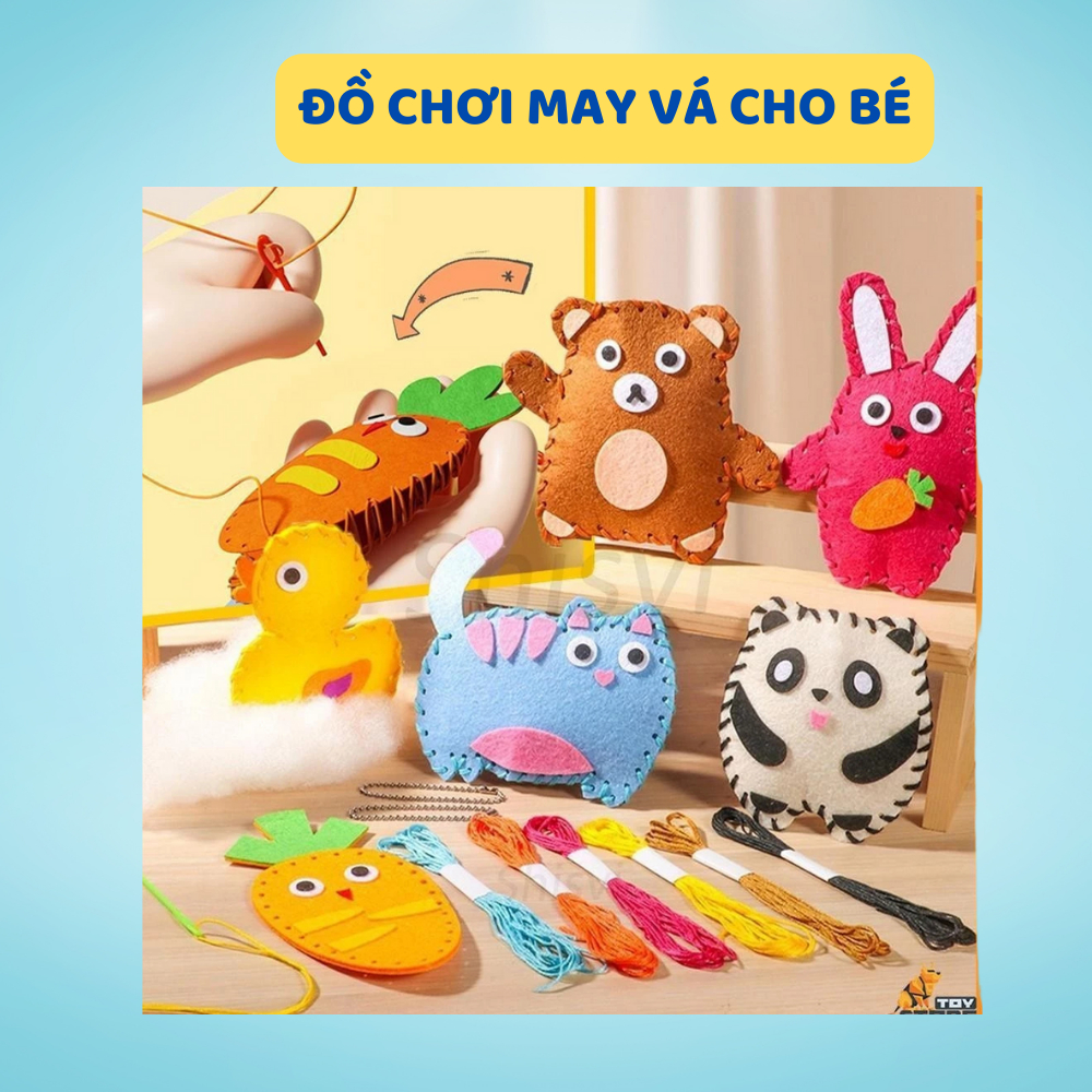Bộ đồ chơi may vá thủ công cho bé kèm kim khâu và chỉ an toàn giúp rèn luyện kỹ năng tay tập trung sáng tạo