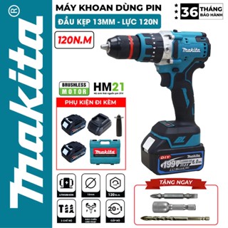 Máy Khoan Pin Makita 125Nm Không chổi than - Máy Bắt Vít Makita 199V Không Chổi Than - 3 chức năng