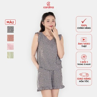  Bộ đồ nữ CARDINA chất liệu thô kiểu dáng sát nách vai bèo trẻ trung nữ tính 5BON01 