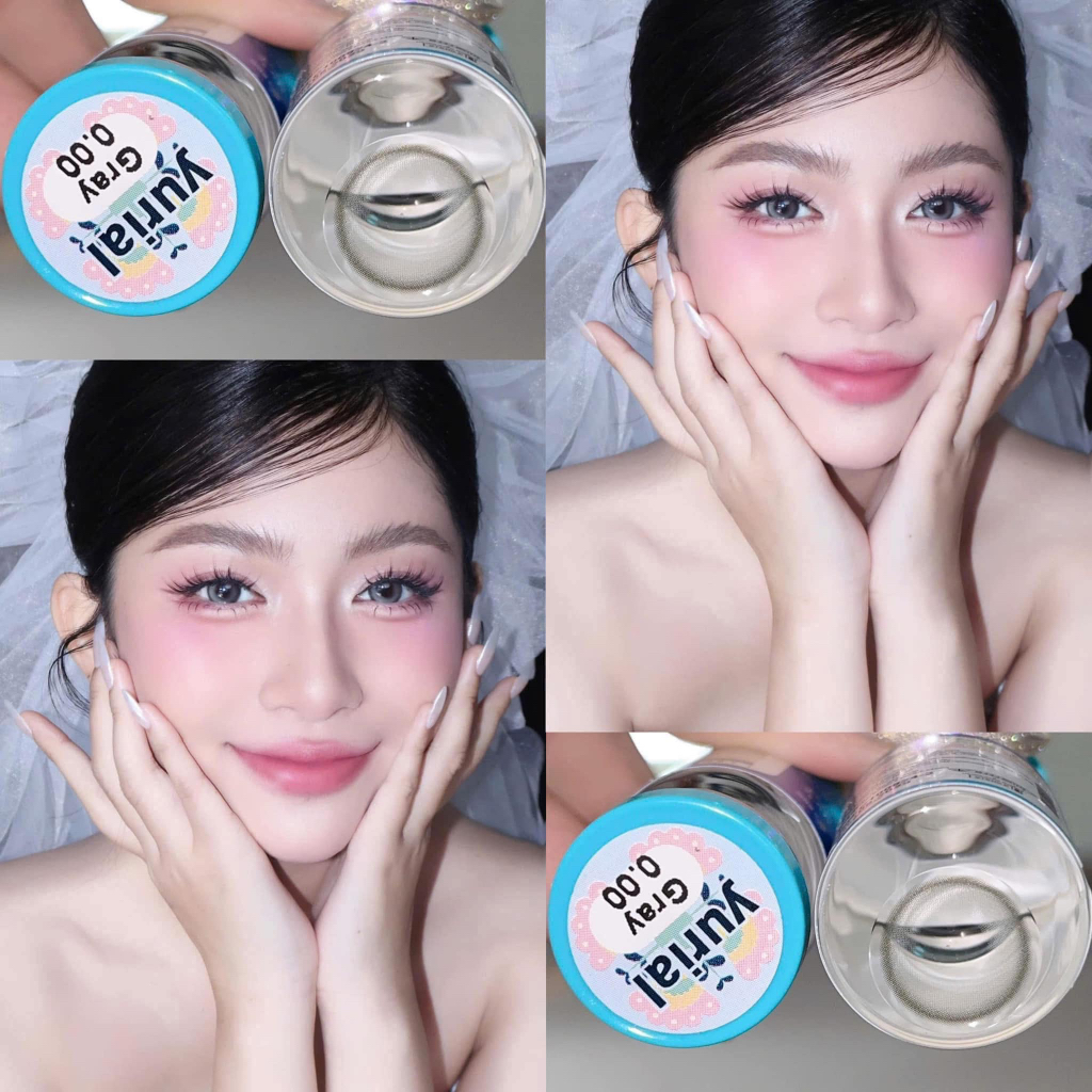 [3 Tháng] 1 Cặp Lens Yurial Gray Có Độ| 14.2| Tặng Khay Gương Dụng Cụ