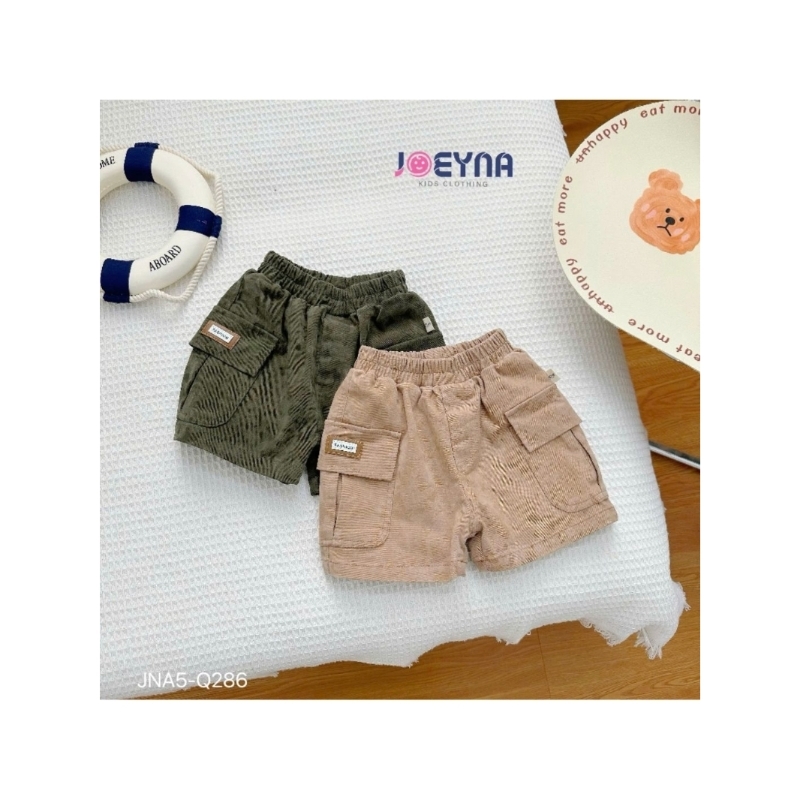 quần ngắn cho bé, quần short kaki túi hộp Joeyna bé trai, quần kaki cho bé mềm mại đứng form mặc cùn
