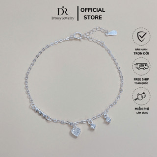 Lắc tay bạc nữ charm hình trái tim, vòng tay nữ bạc 925 đẹp D’ROSY JEWELRY LT10