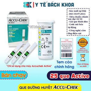 Hộp 25 que thử đường huyết accuchek active có tem chính hãng