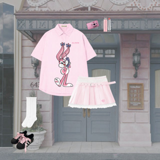 [COMBO KÈM DÂY BELT VÁY] Set Áo sơ mi thỏ Ribi + Chân váy Sachi thêu logo 3 lớp - Killsystem