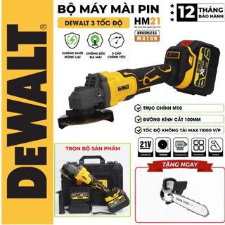 [15 CELL] Máy Mài Pin Dewalt 199V 15cell không chổi than tặng lưỡi cưa Xích - Máy cắt pin cầm tay tặng kèm lưỡi cưa gỗ