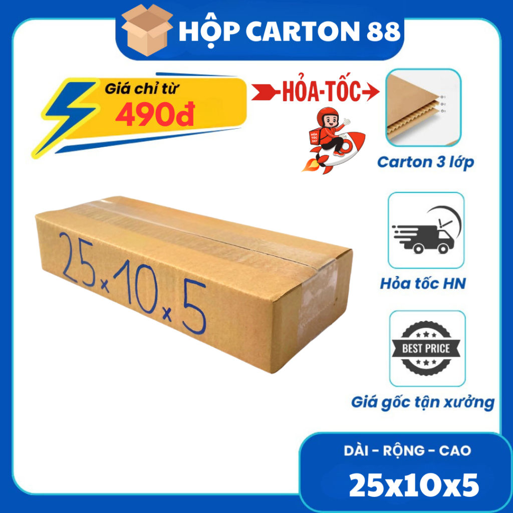 25x10x5 [COMBO] 10 Hộp Carton Đóng Hàng