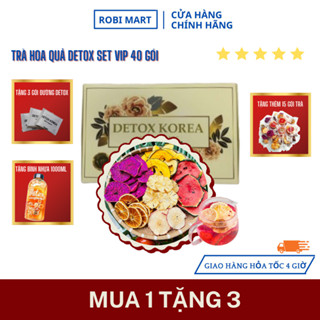 Set 40 gói trà detox hoa quả sấy lạnh Robimart - Tặng bình 1000ml, mật ong, đường