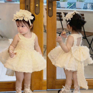 Váy bé gái, Váy nơ ren lông mềm cho bé gái