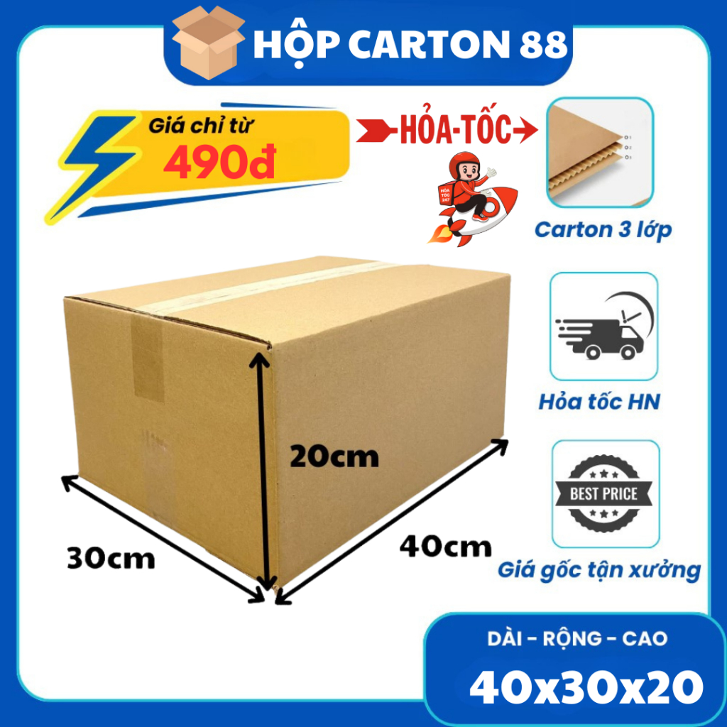 40x30x20 [COMBO] 10 Hộp Carton Đóng Hàng