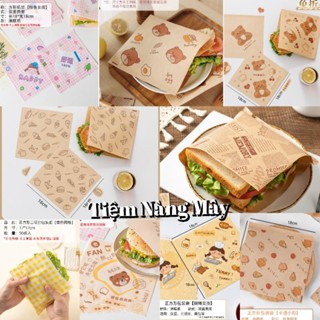 Túi đựng bánh mì sandwich lát 18x18 , kebab , hamburger, Set 48 - 50 tờ