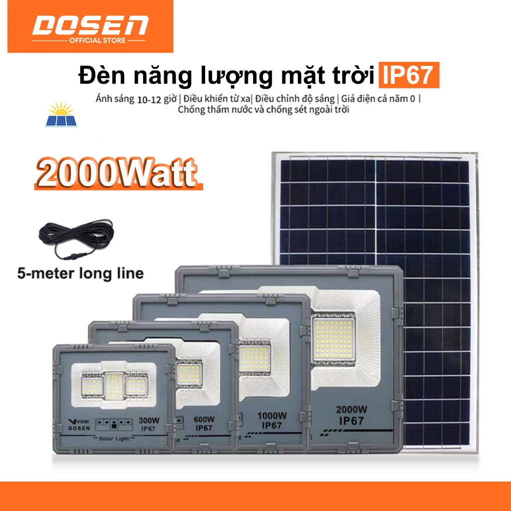 Đèn Năng Dosen ngoài trời Lượng Mặt Trời Đèn Led Chống Lóa Cao Cấp 100W 200W 300W 500W 1000W 2000W
