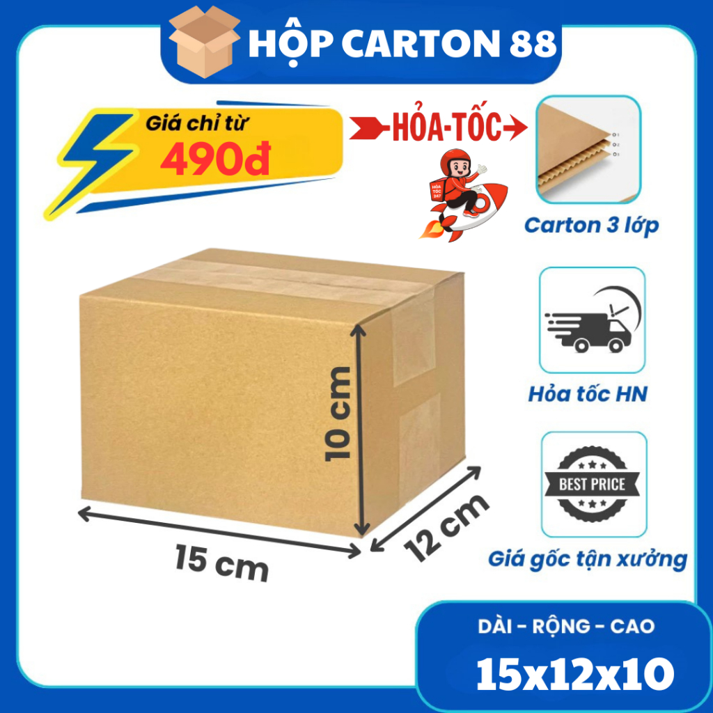 15x12x10 [COMBO] 10 Hộp Carton Đóng Hàng
