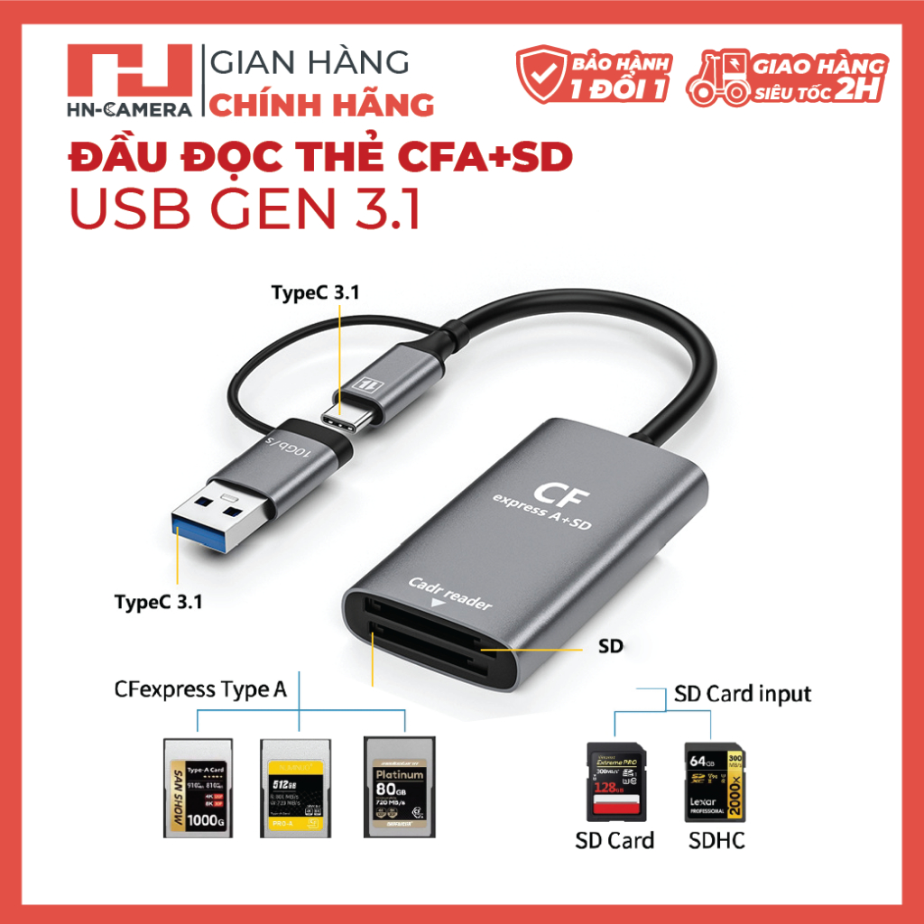 Đầu Đọc Thẻ CFexpress Type A CFA chuẩn USB 3.2