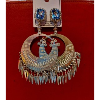 Đôi Hoa tai kẹp mạ bạc kiểu Dân tộc - Đồ Hầu Đồng - Trang phục Phụ kiện Hầu Đồng