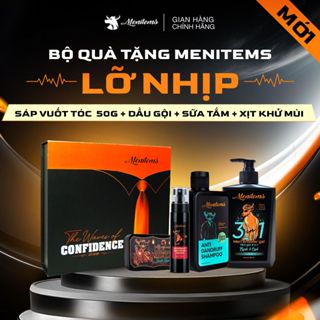 [BOX] Bộ quà tặng bạn trai Menitems, Sáp vuốt tóc, dầu gội, sữa tắm gội 3in1, xịt khử mùi - Bộ quà tặng nam tinh tế