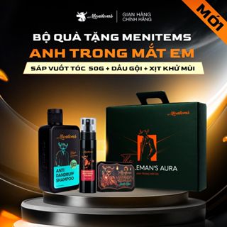 [BOX] Bộ quà tặng bạn trai cao cấp Menitems Sáp vuốt tóc, dầu gội ngăn gàu, sữa tắm gội 3in, xịt khử mùi hương nước hoa