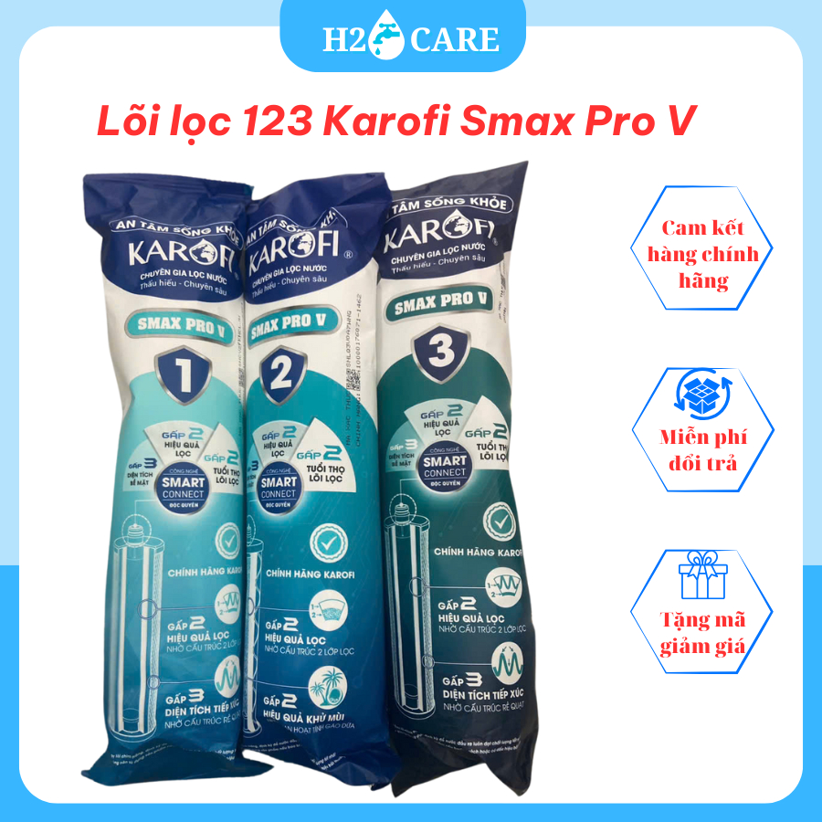 Bộ lõi lọc thô 123 Karofi Smax Pro V  dùng các model: KAE-S88,S85,KAD-N91,D59,L56,D66S,D528,D36,D36S