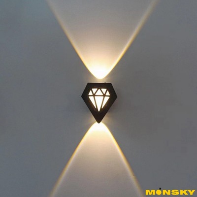 Đèn hắt tường LED MONSKY NINDO kim cương ánh sáng vàng phong cách sang trọng, độc đáo chống nước