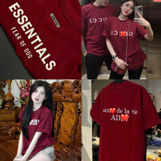 Áo Thun Đỏ Đô Nhiều Mẫu Xu Hướng 2025 Phong Cách Trẻ Trung Năng Động Form Rộng Nam Nữ Choáy Phố