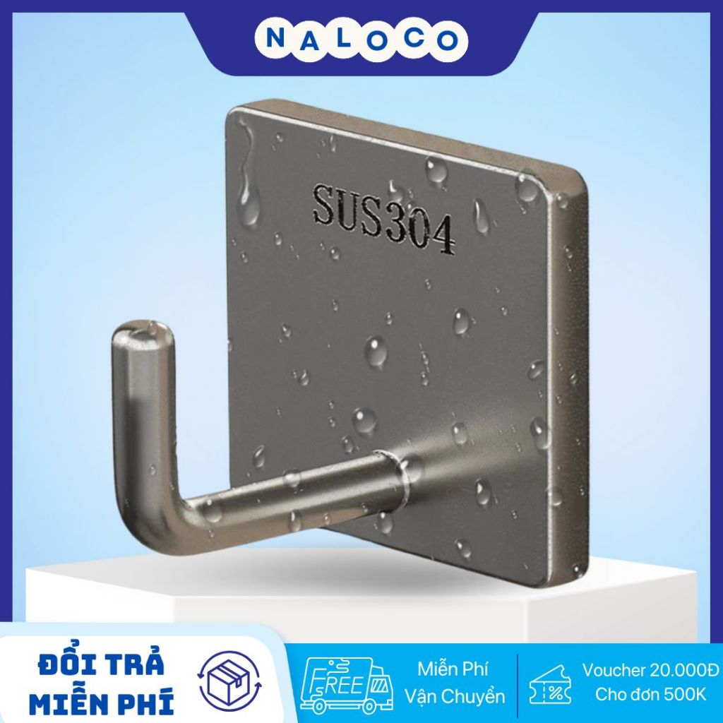 Móc Dán Tường Chịu Lực Inox 304, Móc Treo Tường Siêu Dính Inox 304 Treo Đồ Đa Năng