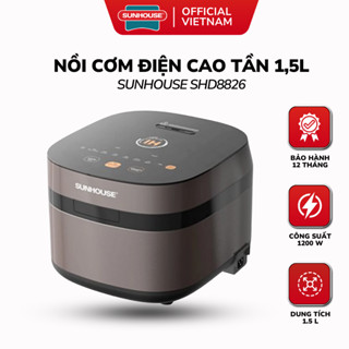 Nồi Cơm Điện Cao Tần SUNHOUSE SHD8826 - 1.5L, Cảm Ứng, 8 Chức Năng, Lòng Niêu 5 Lớp, Fuzzi Logi