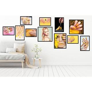 BỘ 11 TRANH SALON TÓC + NAIL, 11 tranh Fomex dán tường tặng kèm băng dính