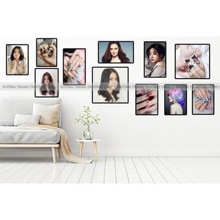BỘ 11 TRANH SALON TÓC + NAIL, 11 tranh Fomex dán tường tặng kèm băng dính