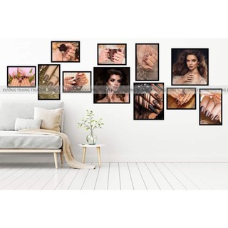 BỘ 11 TRANH SALON TÓC + NAIL, 11 tranh Fomex dán tường tặng kèm băng dính