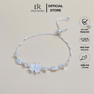Vòng tay bạc, lắc tay bạc nữ Ý 925 dây rút điều chỉnh size cỏ 4 lá D’ROSY JEWELRY LT06