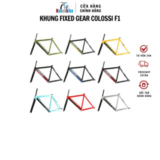  Khung xe đạp Fixed Gear COLOSSI bánh 700C kèm càng+chén cổ+khóa cốt - F1:1 
