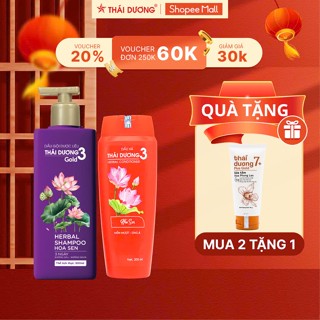 [Live ]  Dầu gội dược liệu Thái Dương 3Gold Hoa sen 500ml dành cho tóc thường,khô tặng gội/tắm Thái Dương 7 Plus 50ml