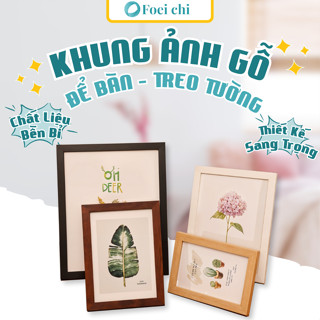 Khung ảnh để bàn bằng gỗ BUNA, mặt kính TẶNG KÈM CHÂN CHỐNG size 12x17 cm, 14.5x19.6 cm