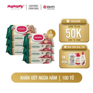 [6 TẶNG 6] [12 TẶNG 12] Khăn ướt Mamamy cho mẹ và bé gấp đôi chất ngừa hăm combo gói 100 tờ tặng gói 80 tờ