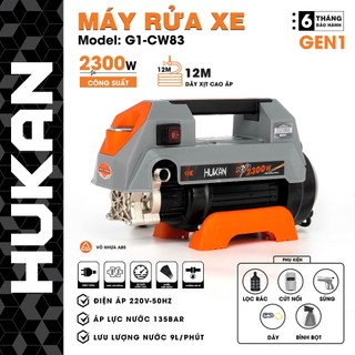  Máy rửa xe Hukan G1-CW83 Công Suất 2300W Áp lực nước 135bar Dây áp lực nước 12m Lõi đồng 100% 