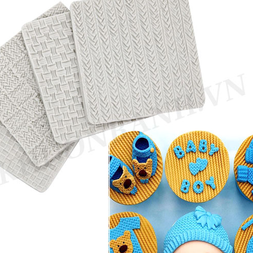 Khuôn silicon tạo hình đan len nhiều mẫu khuôn vải len ốp len